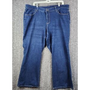 Faded Glory Straight Leg Jeans Women 22WP Blue Black Excellent Stretchy Petite